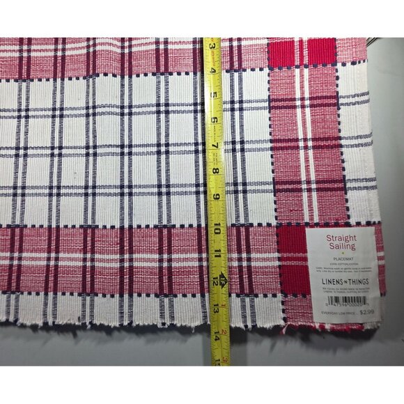 Four placemats Straight Sailing Red White Plaid Cotton Linens N Things - Picture 6 of 6
